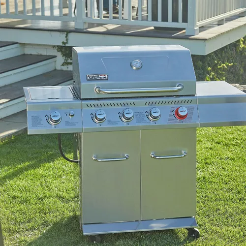 Vista 2 de Royal Gourmet GA4402S Parrilla de gas propano de 4 quemadores con quemador lateral y estante de calentamiento, parrilla de gas de acero inoxidable