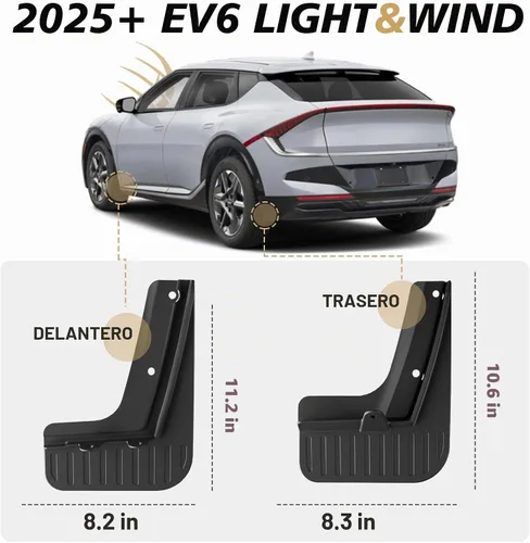 Vista 2 de BestEvMod Accesorios para guardabarros EV6 no GT, guardabarros de protección contra salpicaduras (juego de 4) guardabarros sin necesidad de taladrar