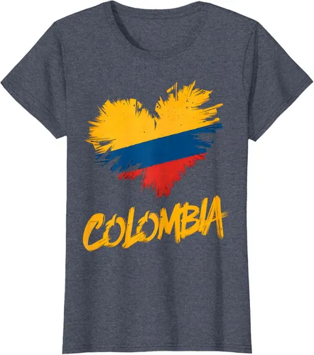 Vista 54 de Camiseta con la bandera del corazón de Colombia