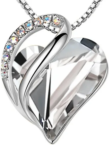 Vista 9 de Leafael - Collares para mujer, dije de corazón de amor infinito con cristales de piedra natal, cadena chapada en plata de 18 + 2 pulgadas, regalo