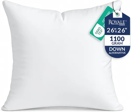 Vista 23 de ROYALE LINENS Relleno de almohada de 14 x 18 pulgadas, relleno alternativo de plumón, paquete de 1 almohada rectangular, almohadas de cama y sofá