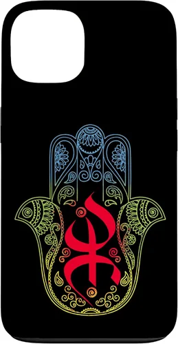 Vista 7 de Funda para iPhone 13 Pro Max Khamsa Amazigh Berber con símbolo de Yaz con colores vibrantes de la bandera