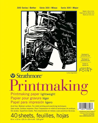 Vista 3 de Strathmore Serie 300 Juego de Papel para Grabado, Encuadernado con Pegamento, 5x7 pulgadas, 40 Hojas (120g) - Papel de Artista para Adultos