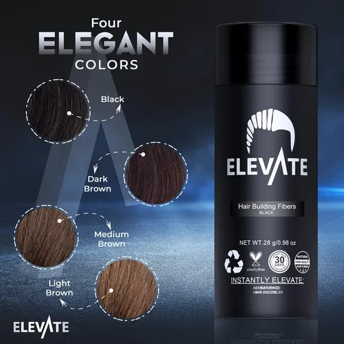 Vista 6 de ELEVATE Fibras capilares para adelgazar el cabello, tamaño grande, botella de 1.41 onzas, fibras de queratina 100% naturales indetectables