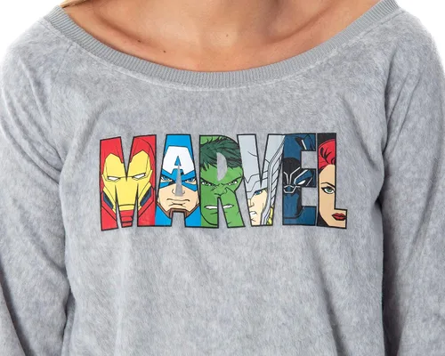 Vista 2 de Marvel Comics - Sudadera de manga larga para mujer diseño de los héroes de los Vengadores