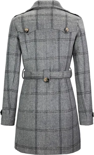 Vista 2 de Gabardina Wantdo para mujer, para invierno, con cinturón, con doble botonadura