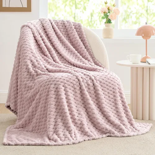 Vista 140 de BEDELITE Manta de forro polar para sofá y cama, manta decorativa de jacquard 3D de almendra, súper suave y acogedora, manta mullida cálida adecuada