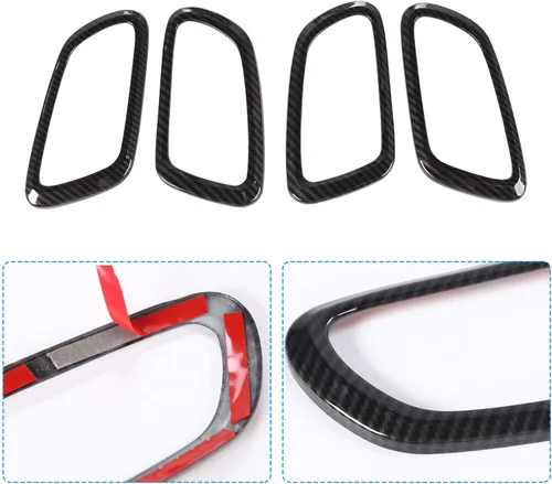 Vista 7 de JeCar Anillo de decoración de manija de puerta interior ABS cubierta interior para Grand Cherokee WK2 2011-2020, textura de fibra de carbono