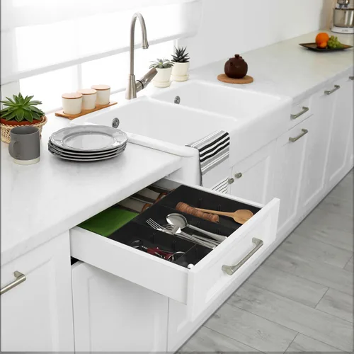 Vista 5 de Simple Houseware - Bandeja organizadora con 9 compartimentos ajustables, color negro