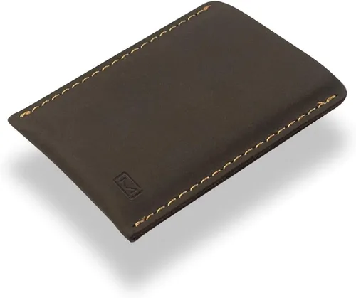 Vista 5 de Modern Carry - Funda delgada de cuero para tarjetas de crédito marrón Brown Card Sleeve