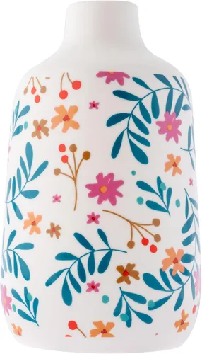Vista 2 de Karma, Jarrones de cerámica medianos blancos para decoración rústica del hogar, mini jarrones para decoración moderna de granja, sala de estar