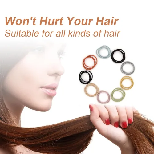 Vista 2 de 150 ligas para el cabello, bandas elásticas para el cabello, bandas elásticas para el cabello, soportes para cola de caballo, sin arrugas, sin