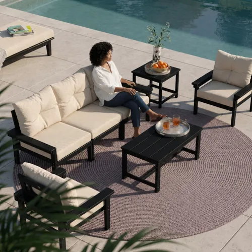 Vista 26 de Juego de muebles de patio HDPE de 13 piezas con mesas