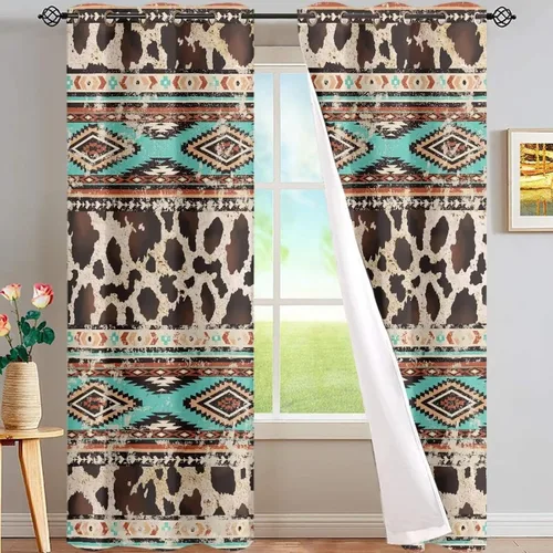 Vista 27 de ZFRXIGN Cortinas opacas para ventana de caballo azteca occidental, 63 pulgadas de largo, para cuarto de bebé, sala de estar, dormitorio, 2 paneles