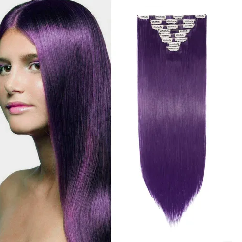 Vista 36 de S-noilite 8 piezas de extensiones de cabello largo con clip para mujer, extensiones de cabello sintético de doble trama, 18 pulgadas, #12H24 Honey