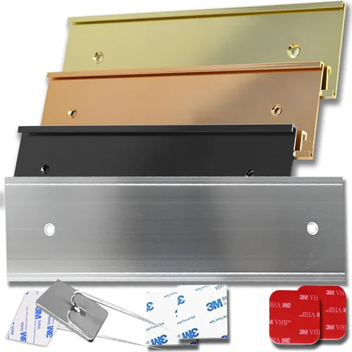 Vista 5 de Soporte para placa de identificación de pared ejecutiva, de aluminio negro, para puerta de oficina de 2 x 6 pulgadas, placa de identificación u