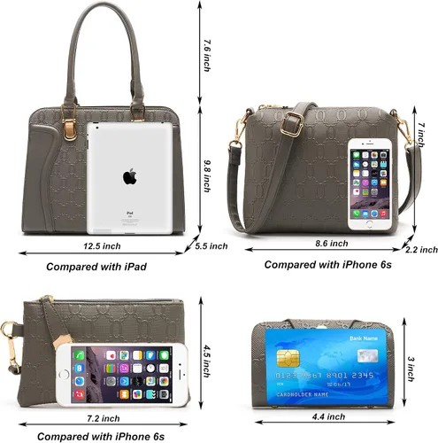 Vista 72 de Bolsos de mano de moda para mujer, bolsa de hombro, asa superior, bolsa de mano, juego de 4 piezas