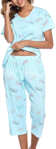 Vista 2 de ENJOYNIGHT - Conjunto de pijama para mujer con pantalones capri