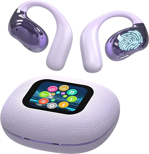 Vista 10 de Piluyaa Auriculares de oreja abierta, ultra cómodos, inalámbricos Bluetooth 5.4, auriculares sobre la oreja con pantalla táctil inteligente ganchos