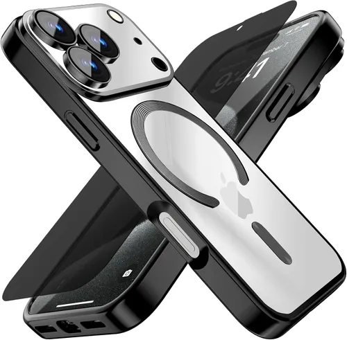 Vista 35 de Misscase Funda MagSafe compatible con iPhone 12 Pro Max con protector de lente de cámara, protección completa, funda magnética transparente
