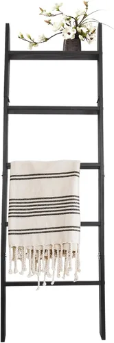 Vista 13 de Escalera para mantas, soporte de edredón de madera de 5 niveles, natural
