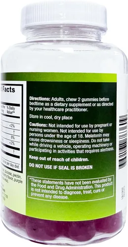 Vista 3 de HealthA2Z® Gomitas de melatonina 60 unidades 5 mg Ayuda natural para dormir para un sueño profundo y reparador Sabor BlackBerry Gomitas