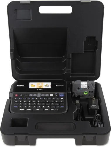Vista 5 de Rotuladora Brother PTD600 conectable a PC con pantalla/cinta a color, Negro/Gris