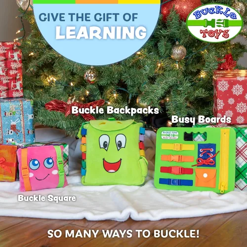 Vista 9 de Buckle Toys Mochila de oso - Mochila para niños pequeños y actividad de aprendizaje de animales de peluche, desarrolla habilidades motoras finas
