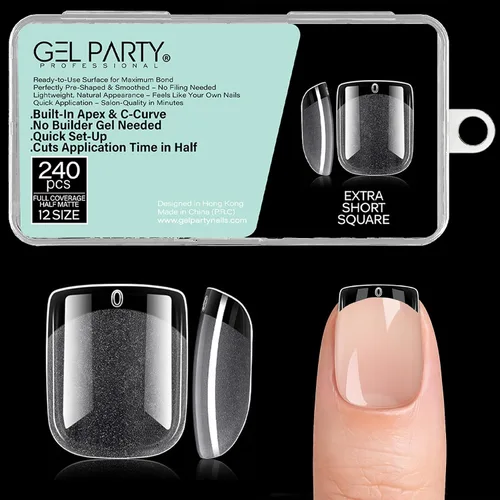 Vista 16 de GELPARTY - Puntas de uñas de gel suave, almendra mediana, 240 unidades, 12 Transparente