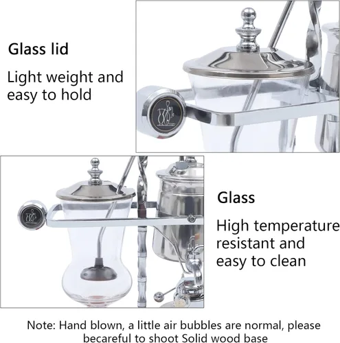 Vista 5 de DYRABREST Cafetera sifón sifón, 5 tazas de sifón de mesa sifón (sifón), cafetera de mesa de borosilicato para el hogar, cafeterías y oficinas
