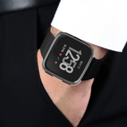 Vista 5 de Paquete de 3 protectores de pantalla compatibles con la funda Fitbit Versa, ultrafina, delgada, suave, de poliuretano termoplástico, color Versa