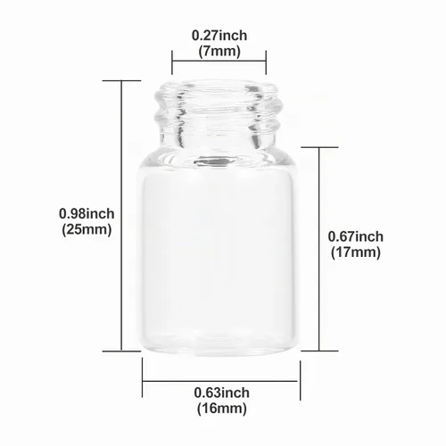 Vista 3 de viales de vidrio transparente de 2 ml con tapas de rosca y tapones de plástico, vial pequeño de muestra de líquido de 1/2 dracma, vial a prueba