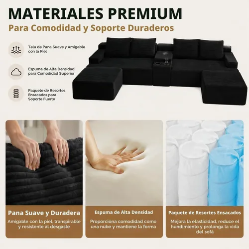 Vista 11 de Eafurn Sofás seccionales en forma de U de gran tamaño de 141 pulgadas con consola de almacenamiento para sala de estar, sofá y sofá simétrico