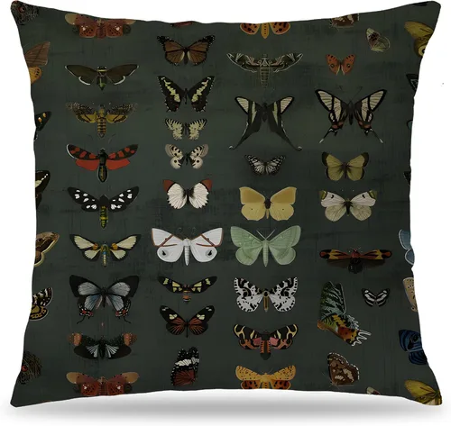 Vista 44 de Fundas de Almohada Gótica de Polilla y Mariposa 18x18, Fundas de Almohada Celestial de Luna de Academia Oscura para Sofá, Decoración Gótica