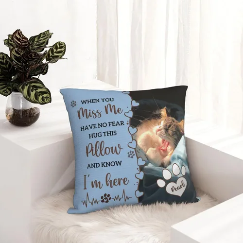 Vista 6 de Almohada Decorativa Conmemorativa Personalizada para Mascotas con Foto, Regalo de Condolencias por Pérdida de Perro/Gato, Regalos de Recuerdo