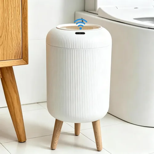 Vista 11 de URALFA - Cubo de basura con sensor de movimiento y tapa, 3 galones / 11 L, cubo de basura automático para baño, cubo de basura sin contacto, cubo