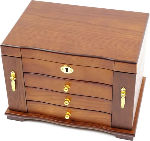 Vista 5 de Eapmic Joyero de madera extra grande de 4 capas, joyero de armario, anillo, collar, caja de almacenamiento de regalo (4 capas, marrón)
