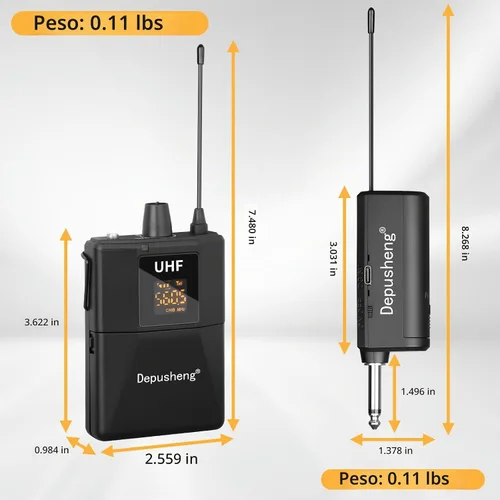 Vista 8 de Depusheng Sistema de auriculares inalámbricos UHF - Sistema de micrófono inalámbrico con micrófonos de solapa Lavalier, rango de 200 pies, enchufe