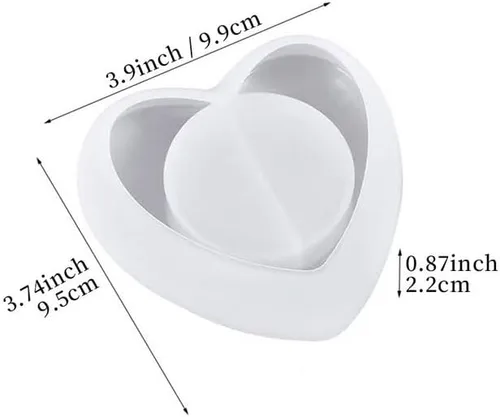 Vista 4 de Portavelas de resina para candelitas, forma de corazón, moldes de silicona de fundición epoxi para decoración de mesa del hogar