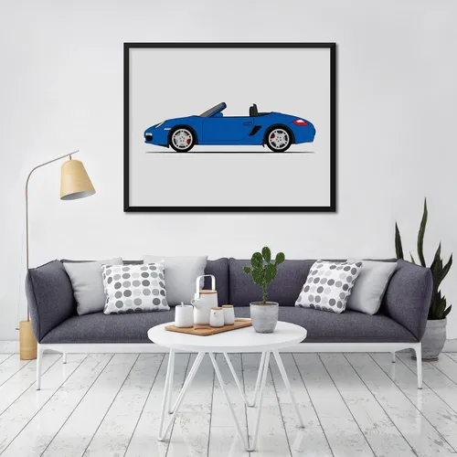 Vista 8 de Custom Car Posters Handmade Poster compatible with Porsche Boxster 987 (2004-2008) (Side Profile) Print Wall Art Décor - 11x14 Metallic Print
