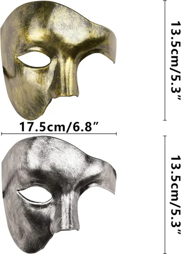 Vista 28 de KEFAN Máscara para hombre de mascarada, máscara de media cara del fantasma de la ópera