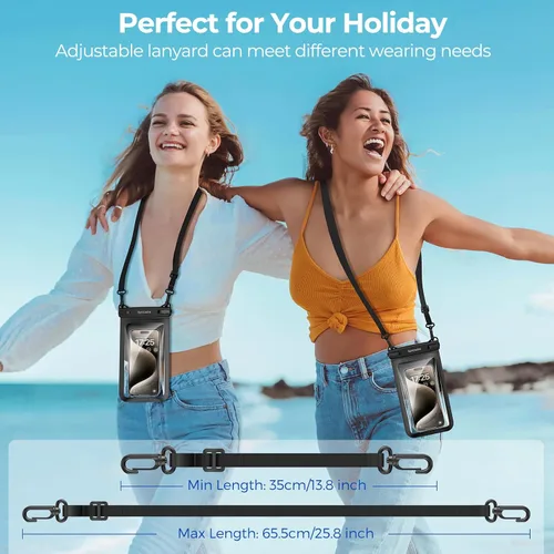 Vista 7 de SYNCWIRE Funda impermeable para teléfono, paquete de 2 bolsas impermeables IPX8 doble espacio para iPhone 15 14 13 12 Pro Max XR X SE 2022 8 Samsung