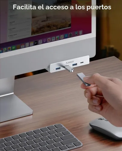 Vista 8 de ORICO Hub USB 3.0, Abrazadera USB Hub con puerto de alimentación adicional, 3 puertos de datos USB-A, puerto USB-C para monitores, escritorios