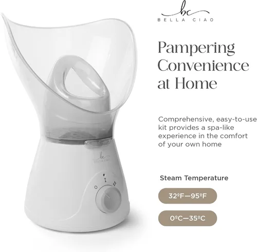 Vista 4 de Bella Ciao Juego de vaporizador facial de 11 piezas, vaporizador facial portátil para limpieza profunda, hidratación y cuidado de los poros, kit