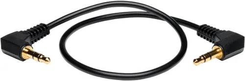 Vista 3 de TRIPP LITE P312-001-RA - Cable de audio mini estéreo de 1 pie de 0.138 in con un enchufe de ángulo recto, color negro