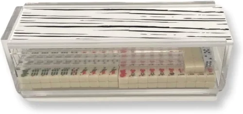 Vista 5 de Ready Covers Lucite Mahjong - Juego de azulejos, soportes y caja de almacenamiento de acrílico incluidos (cubierta de mármol blanco transparente)