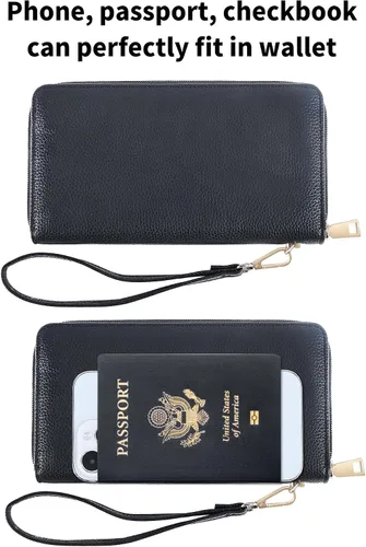 Vista 3 de Chelmon - Monedero para mujer de cuero genuino con bloqueo de señal RFID, para tarjetas de crédito