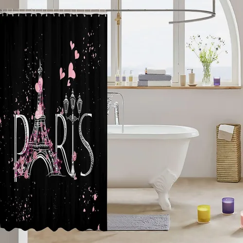 Vista 117 de Feelyou Cortina de ducha con diseño de gato para decoración de baño, bonita cortina de baño para puestos de bañeras, accesorios de baño divertidos