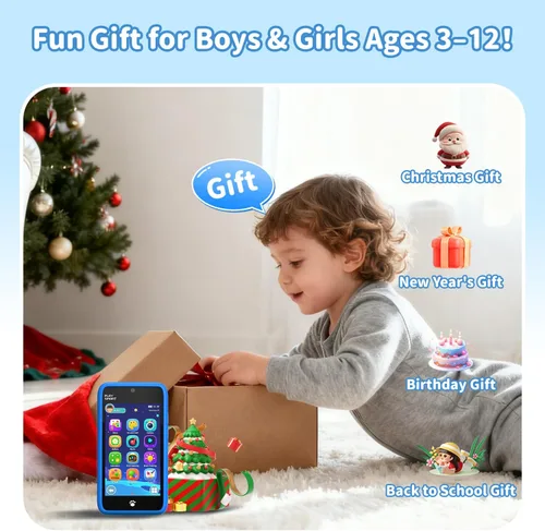 Vista 8 de MOMILLA Toys - Teléfono inteligente para niños, cámara dual de pantalla de 3.97 pulgadas con 21 calcomanías, regalos de cumpleaños para niños