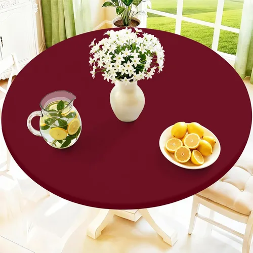 Vista 15 de Moosfor Mantel redondo de elastano, elástico ajustable impermeable para mesas de 18 a 24 pulgadas, mantel de picnic elástico lavable para Azul